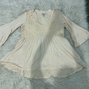 Torrid Cream Lace Bell Sleeve Blouse